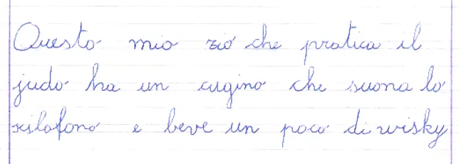 Esempio di scrittura in corsivo